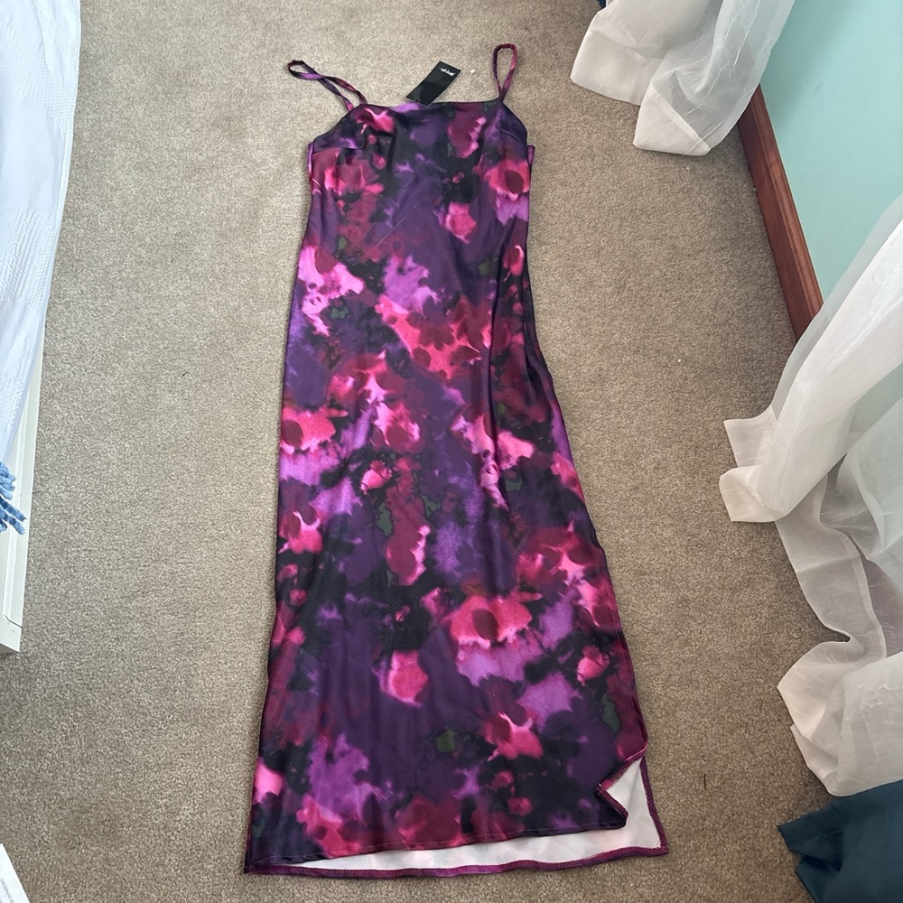 Nasty Gal Vibrant Purple Floral Maxi Dress